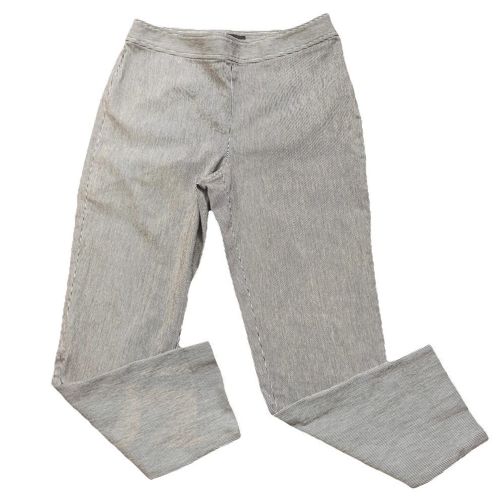 St. John Emma Pants Women's Size:6 White Black Stripe Bianco Caviar Seasucker